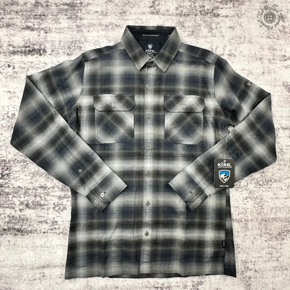 NWT Kuhl Dillingr Flannel‎ Shirt Long Sleeve Men's Small Iron Grey MSRP $99
